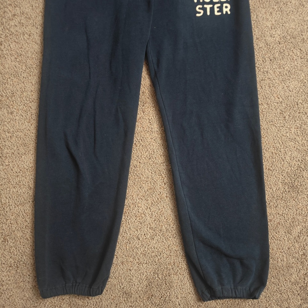 Hollister Women Navy Blue Jogger Sweatpants Dreaming of Surf Palm Tree Logo Sz L - Picture 4 of 14